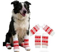 Lot de 4 paires de chaussettes pour animaux de compagnie en coton respirant avec protections de coudes, résistantes à l'usure, confortables, exquises, non toxiques et inodores (rouge, S)