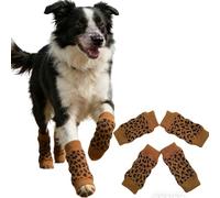 Lot de 4 paires de chaussettes pour animaux de compagnie en coton respirant avec protections de coudes, résistantes à l'usure, confortables, exquises, non toxiques et inodores (marron, XL)