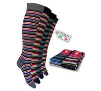 Lot de 4 paires de chaussettes pour femme longues chaudes en coton coloré tendance à pois fantaisie fabriqué en Italie - - 35-40