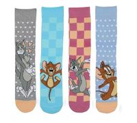 Lot de 4 paires de chaussettes pour femme sous licence officielle Tom Jerry - Élégantes, durables, douces au toucher et confortables pour le quotidien - Chaussettes légères et amusantes - Parfaites