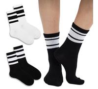 Lot de 4 paires de chaussettes rayées pour femme en coton style rétro athlétique Multicolore, Lot de 2 paires de chaussettes rétro, taille unique