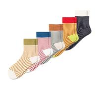 Lot de 4 paires de chaussettes rayées pour femme en coton style rétro athlétique Multicolore, Rayures multicolores F, taille unique
