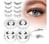 Lot de 4 paires de cils magnétiques avec applicateur, sans colle ou eye-liner, réutilisables, magnétiques, faciles à porter et à enlever (style 4A)