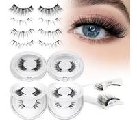 Lot de 4 paires de cils magnétiques avec applicateur, sans colle ou eye-liner, réutilisables, magnétiques, faciles à porter et à enlever (style 4A)