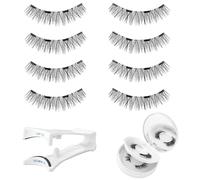 Lot de 4 paires de cils magnétiques, avec un porte-cils, faciles à utiliser, s'adaptent à différentes formes d'yeux, idéal pour le quotidien et les occasions spéciales