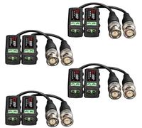 Lot de 4 paires de connecteurs vidéo passifs 4K 8 MP HD,émetteur-récepteur BNC pour câble BNC mâle via système de caméra de vidéosurveillance CAT5/5E/6 (4 paires,type à vis)