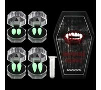 Lot de 4 paires de dents de vampire, 4 tailles de crocs de vampire avec colle à dents, dents phosphorescentes pour Halloween, accessoires de fête d'Halloween