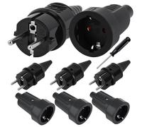 Lot de 4 paires de fiches Schuko 250 V (16 A), fiche Schuko IP44 et prise Schuko, fiche d'alimentation pour câble de 8 à 16 mm, prise Schuko extérieure pour câble de 8 mm (sans câbles)
