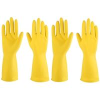 Lot de 4 paires de gants en caoutchouc réutilisables pour lave-vaisselle et cuisine (taille S, jaune)