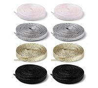 Lot de 4 paires de lacets plats brillants et résistants à la déchirure, lacets de rechange en polyester, convient pour chaussures de planche, chaussures de sport, bottes, corde de pantalon
