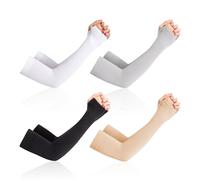 Lot de 4 paires de manches de protection solaire, doigts avec crochet, protection solaire d'été, manches longues, unisexe, blanc, taille unique