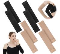 Lot de 4 paires de manchons de compression pour femme, grande taille, manchons de compression pour le haut des bras, amincissants et amincissants (2 noirs, 2 peaux)