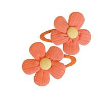 Lot de 4 paires de pinces à cheveux en forme de fleurs en tissu - Pinces à cheveux automatiques - Antidérapantes - En métal - Pour femmes - Cheveux fins et moyens - Orange