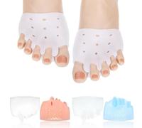 Lot de 4 paires de séparateurs d'orteils répétables en silicone, séparateurs d'orteils qui se chevauchent pour détendre les orteils, séparateurs pour redresser les hallux pour homme et femme (bleu et