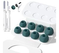 Lot de 4 paires d'embouts de rechange en silicone pour Airpods Pro 1/2 avec trou pour réduction du bruit, kit de nettoyage et boîte de rangement portable, 4 tailles (XS/S/M/L) Vert pin