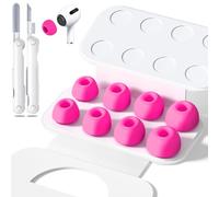 Lot de 4 paires d'embouts de rechange en silicone pour Airpods Pro 1/2 avec trou pour réduction du bruit, kit de nettoyage et boîte de rangement portable, 4 tailles (XS/S/M/L) Rose