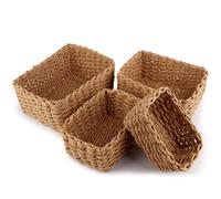 Lot de 4 Paniers de Rangement Tressés, Panier Osier Empilable, Panier Rangement Salle de Bain, Corbeilles de Rangement pour Table à Langer, Panier Osier Rangement pour Salon, Cuisine