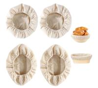 Lot De 4 Paniers à Pain De Ovales, 25 cm Banneton pour Pain, Panier De Fermentation Du Pain, Banneton à Pain Rond, Panier De Fermentation Pain, pour Cuisiner Des Paniers De Pain (25 Cm)