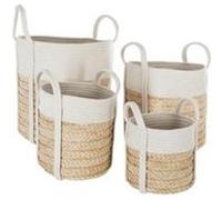 Lot de 4 paniers avec anses en coton Blanc G