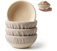 Lot De 4 Paniers De Fermentation Banneton 13 Cm, Ronds Pour Pain Au Levain, Avec 4 Housses En Lin, PP Lavable