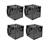 Lot de 4 paniers de plantes aquatiques en maille avec poignées pour nénuphars, fleurs de lotus, sacs de plantation submersibles, noirs, carrés (carrés)