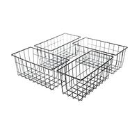 Lot de 4 paniers de rangement en métal noir - Décoration murale - Pour salle de bain et cuisine, couloir, chambre à coucher - Pour lettres, portefeuilles, lunettes de soleil - Sans perçage - Étagère