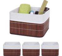 lot de 4 paniers de rangement HWC-C21, Panier Boîte de rangement Boîte de tri Panier d'étagère, bambou brun