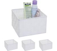 4x panier de rangement HWC-C37, 12x19x19cm blanc