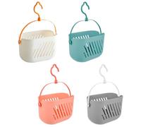 Lot de 4 paniers de rangement muraux en plastique pour salle de bain Multicolore (blanc, gris, rose, bleu) pour un accès facile aux accessoires de douche et de salle de bain