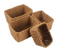 Lot de 4 Paniers de Rangement Tressés en Papier Écologique, Corbeilles Empilables Paniers et Boîtes de Rangement,Rangement Salle de Bain Tresse,pour Salle de Bain, Organisateur pour Jouets, Langes