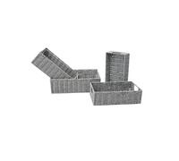 Toilinux - Lot de 4 paniers empilables en Métal et papier - Gris - Housebox Gris G