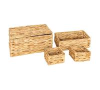 Atmosphera Créateur d'intérieur - Lot de 4 Paniers en Jacinthe "Lia" 33cm Naturel Beige G