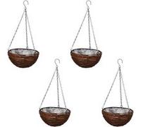 Lot De 4 Paniers Supsendus En Saule Avec Fonds Et Chaine Pendante