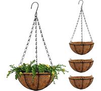 Lot De 4 Paniers Suspendus En Métal De 20,3 Cm Avec Doublure En Fibre De Coco,Pots De Fleurs Ronds À Suspendre Pour Intérieur Ou Extérieur,Jardin,Porche