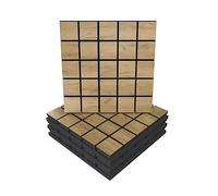 Lot de 4 panneaux acoustiques absorbants et diffusants | 50x50x5 cm | Absorption - Diffusion - Réflexion - Correction acoustique | Plaques de couleurs : [x4 GRID | Chêne]