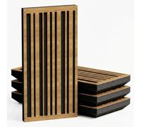 Lot de 4 Panneaux acoustiques étroits absorbants diffusants | 50x25cm | Absorption - Diffusion - Réflexion - Insonorisation | Modèle - Epaisseur - Couleur : [P9-33mm | Chêne]