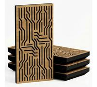 Lot de 4 Panneaux acoustiques étroits absorbants diffusants | 50x25cm | Absorption - Diffusion - Réflexion - Insonorisation | Modèle - Epaisseur - Couleur : [P36-53mm | Chêne]