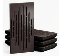 Lot de 4 Panneaux acoustiques étroits absorbants diffusants | 50x25cm | Absorption - Diffusion - Réflexion - Insonorisation | Modèle-Epaisseur-Couleur : [[WAVE - 53 mm | Wengé]