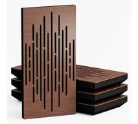 Lot de 4 Panneaux acoustiques étroits absorbants diffusants | 50x25cm | Absorption - Diffusion - Réflexion - Insonorisation | Modèle-Epaisseur-Couleur : [WAVE - 53 mm | Noix]