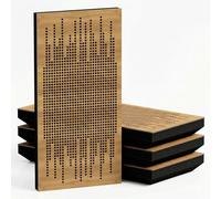 Lot de 4 Panneaux acoustiques étroits absorbants diffusants | 50x25cm | Absorption - Diffusion - Réflexion - Insonorisation | Modèle - Epaisseur - Couleur : [P6-53mm | Chêne]