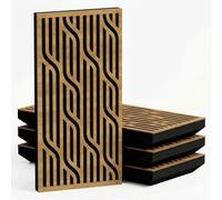 Lot de 4 Panneaux acoustiques étroits absorbants diffusants | 50x25cm | Absorption - Diffusion - Réflexion - Insonorisation | Modèle - Epaisseur - Couleur : [P7-53mm | Chêne]