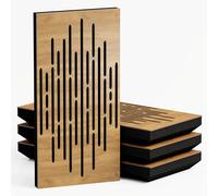 Lot de 4 Panneaux acoustiques étroits absorbants diffusants | 50x25cm | Absorption - Diffusion - Réflexion - Insonorisation | Modèle - Epaisseur - Couleur : [WAVE - 33 mm | Chêne]