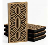 Lot de 4 Panneaux acoustiques étroits absorbants diffusants | 50x25cm | Absorption - Diffusion - Réflexion - Insonorisation | Modèle - Epaisseur - Couleur : [P15-33mm | Chêne]