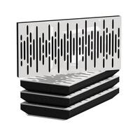 Lot de 4 panneaux acoustiques horizontals étroits absorbants | 25x50cm | Absorption - Diffusion - Réflexion - Insonorisation | Modèle-Epaisseur-Couleur : [WAVE-H - 53 mm | Plastique blanc brillant]