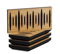 Lot de 4 panneaux acoustiques horizontals étroits absorbants | 25x50cm | Absorption - Diffusion - Réflexion - Insonorisation | Modèle - Epaisseur - Couleur : [PULSAR-H - 33 mm | Chêne]