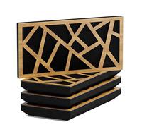 Lot de 4 panneaux acoustiques horizontals étroits absorbants | 25x50cm | Absorption - Diffusion - Réflexion - Insonorisation | Modèle-Epaisseur-Couleur : [SKYROSS-H - 53 mm | Chêne]