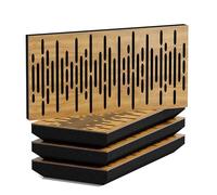 Lot de 4 panneaux acoustiques horizontals étroits absorbants | 25x50cm | Absorption - Diffusion - Réflexion - Insonorisation | Modèle - Epaisseur - Couleur : [WAVE-H - 33 mm | Chêne]