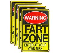 Lot de 4 panneaux d'avertissement « Fart Zone Enter at Your Own Risk » en métal 20,3 x 30,5 cm