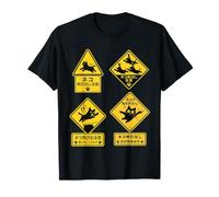 Lot de 4 Panneaux de signalisation routière Japonais avertissant Les Chats Volants T-Shirt