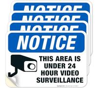Lot de 4 panneaux de surveillance vidéo - Alerte de sécurité CCTV - 24 heures - 25,4 x 17,8 cm - Autocollants en vinyle résistants aux intempéries - Fabriqués aux États-Unis Sigo Signs